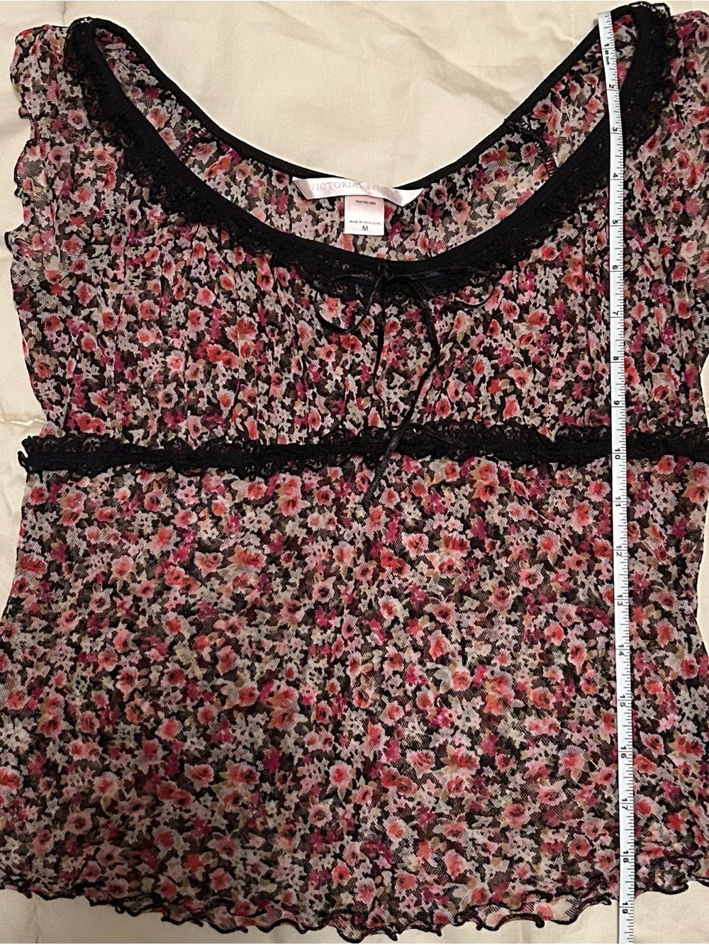 Y2K Victoria’s Secret Pink Label Floral Two-Piece Lounge Set in Black and Pink - Picture 10 of 15